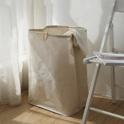 Japanese-Style Cotton and Linen Laundry Basket – Collapsible Design with Durable Handles 3