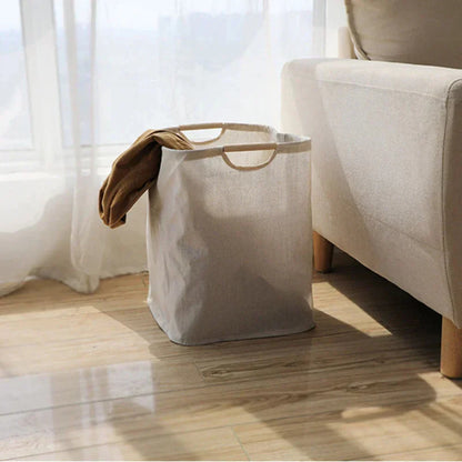 Japanese-Style Cotton and Linen Laundry Basket – Collapsible Design with Durable Handles 4