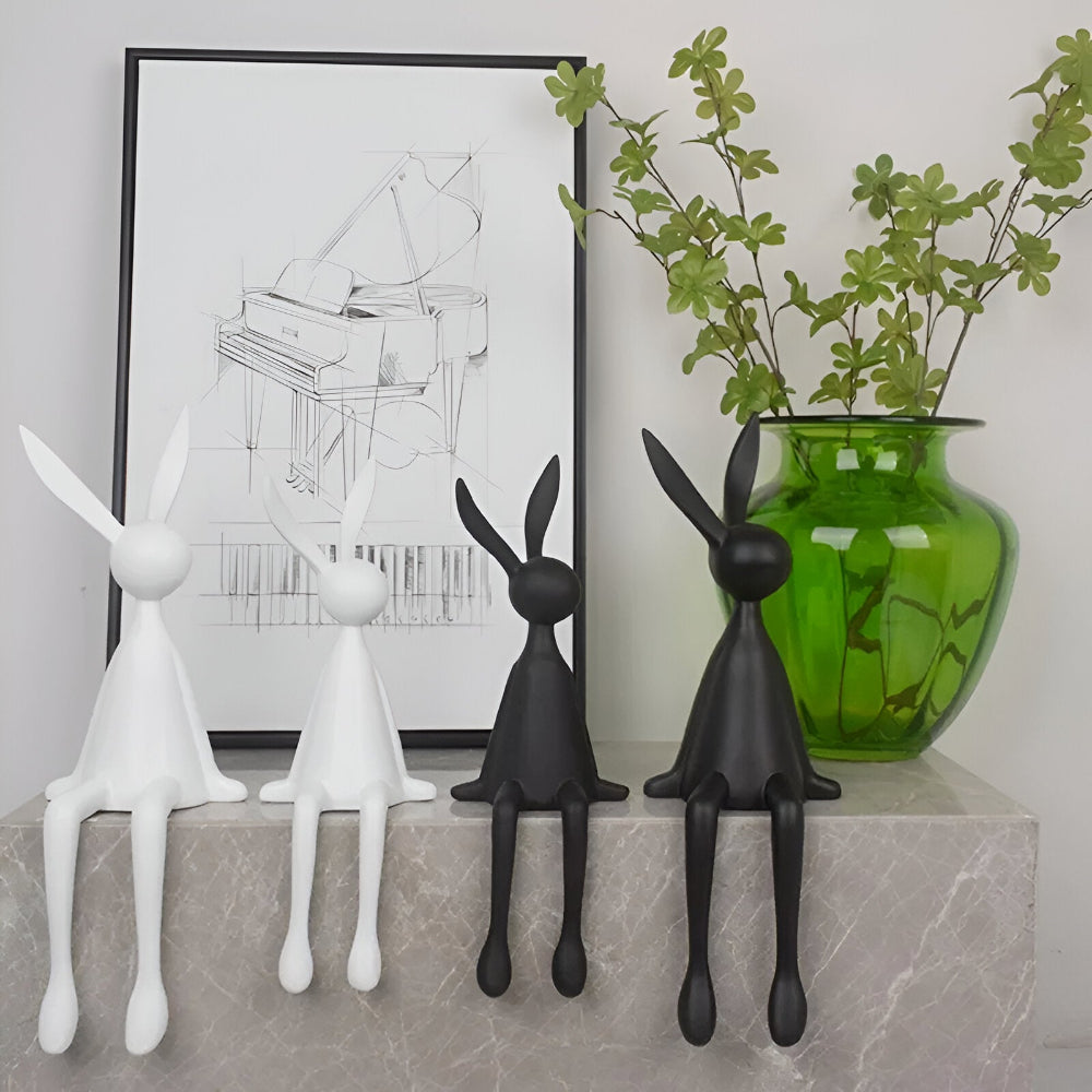 Modern Sitting Easter Bunny Decoration - Minimalist Resin Rabbit in Black, White, or Blue for Easter Table Decor 2