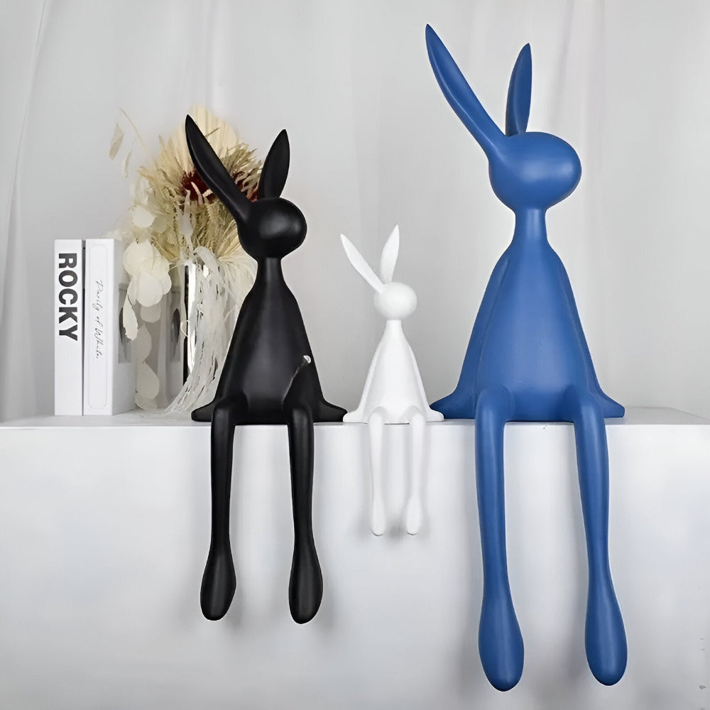 Modern Sitting Easter Bunny Decoration - Minimalist Resin Rabbit in Black, White, or Blue for Easter Table Decor 4