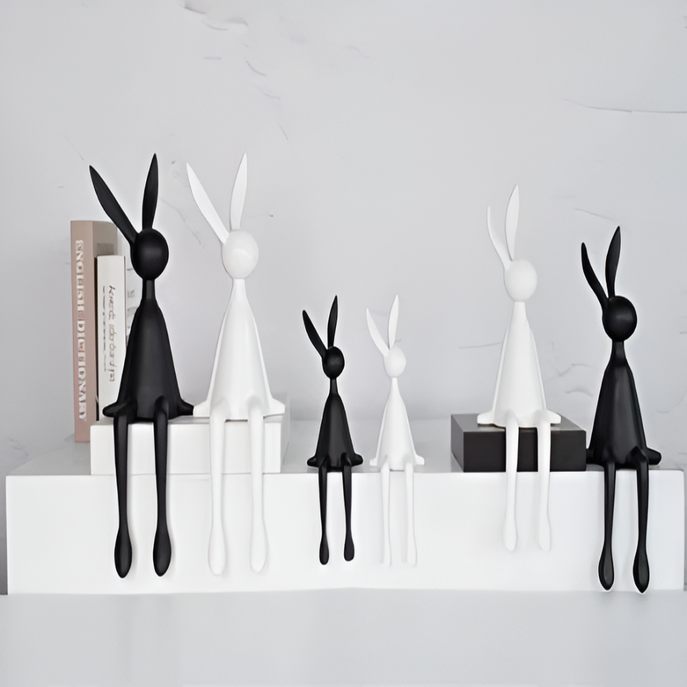 Modern Sitting Easter Bunny Decoration - Minimalist Resin Rabbit in Black, White, or Blue for Easter Table Decor 5