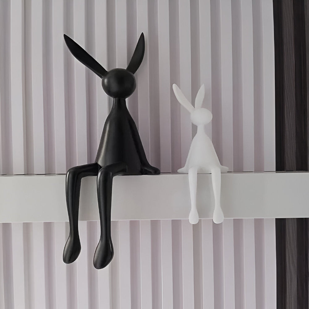 Modern Sitting Easter Bunny Decoration - Minimalist Resin Rabbit in Black, White, or Blue for Easter Table Decor 6