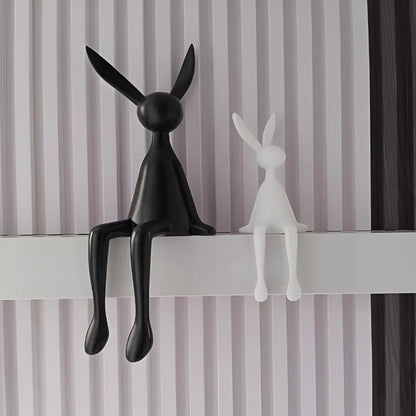 Modern Sitting Easter Bunny Decoration - Minimalist Resin Rabbit in Black, White, or Blue for Easter Table Decor 6