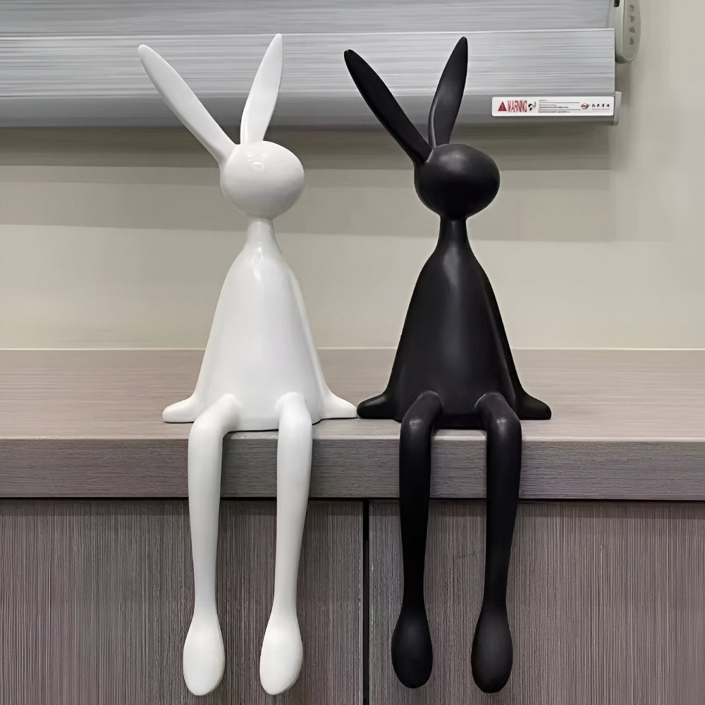 Modern Sitting Easter Bunny Decoration - Minimalist Resin Rabbit in Black, White, or Blue for Easter Table Decor 7