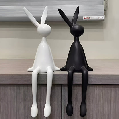 Modern Sitting Easter Bunny Decoration - Minimalist Resin Rabbit in Black, White, or Blue for Easter Table Decor 7