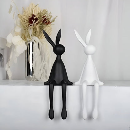 Modern Sitting Easter Bunny Decoration - Minimalist Resin Rabbit in Black, White, or Blue for Easter Table Decor 8