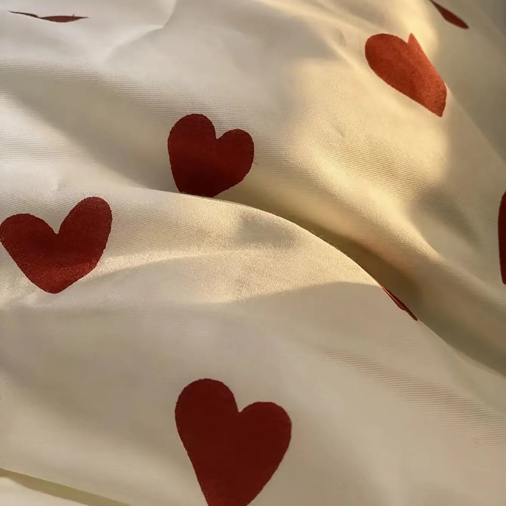 Romantic Heart Pattern Bedding Set – Soft Microfiber Comforter Set for All Seasons 2