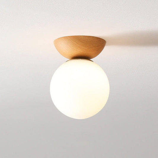 Japanese Style Flush Mount Ceiling Light Fixture with Soft Diffuser – Natural Wood Design for Indoor Use 1