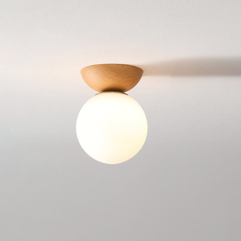 Japanese Style Flush Mount Ceiling Light Fixture with Soft Diffuser – Natural Wood Design for Indoor Use 10