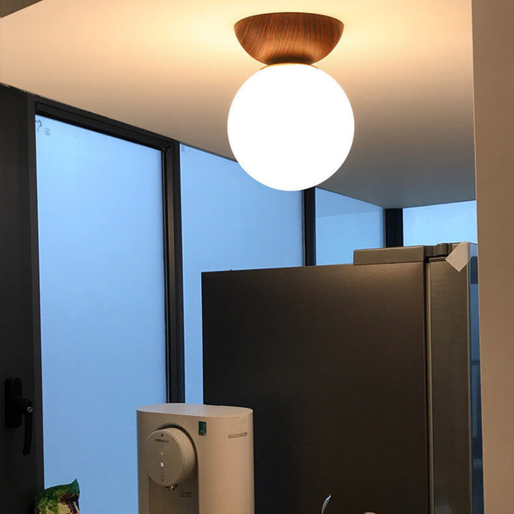 Japanese Style Flush Mount Ceiling Light Fixture with Soft Diffuser – Natural Wood Design for Indoor Use 15