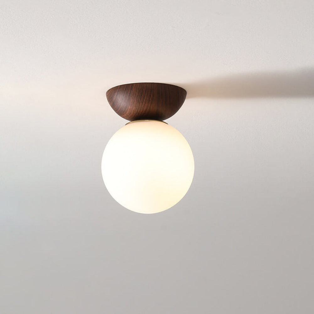 Japanese Style Flush Mount Ceiling Light Fixture with Soft Diffuser – Natural Wood Design for Indoor Use 2