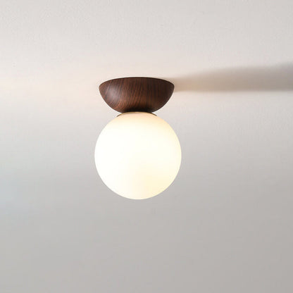 Japanese Style Flush Mount Ceiling Light Fixture with Soft Diffuser – Natural Wood Design for Indoor Use 2