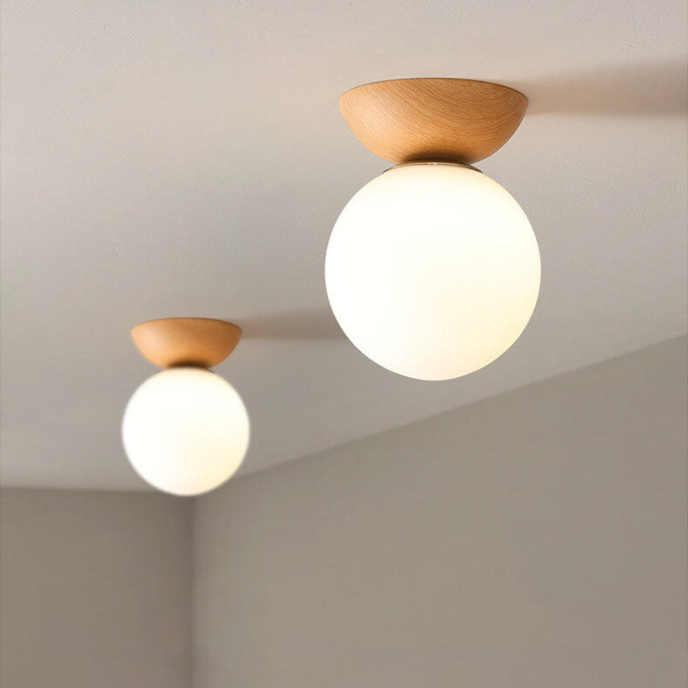Japanese Style Flush Mount Ceiling Light Fixture with Soft Diffuser – Natural Wood Design for Indoor Use 22