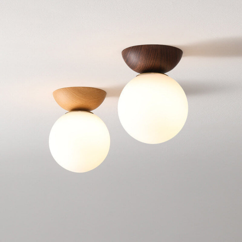 Japanese Style Flush Mount Ceiling Light Fixture with Soft Diffuser – Natural Wood Design for Indoor Use 5