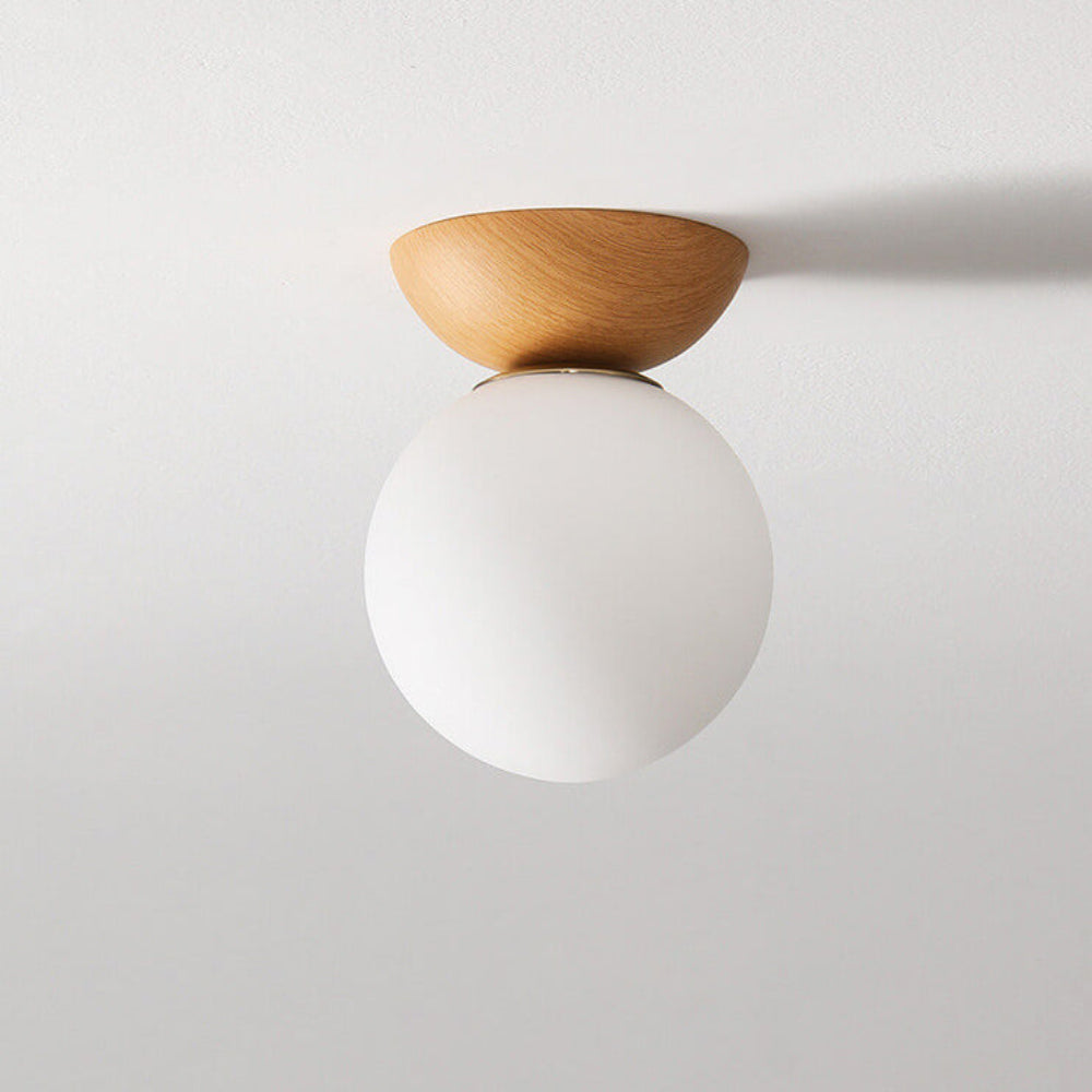 Japanese Style Flush Mount Ceiling Light Fixture with Soft Diffuser – Natural Wood Design for Indoor Use 9