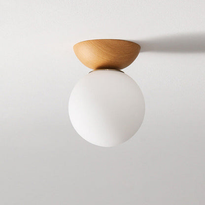 Japanese Style Flush Mount Ceiling Light Fixture with Soft Diffuser – Natural Wood Design for Indoor Use 9
