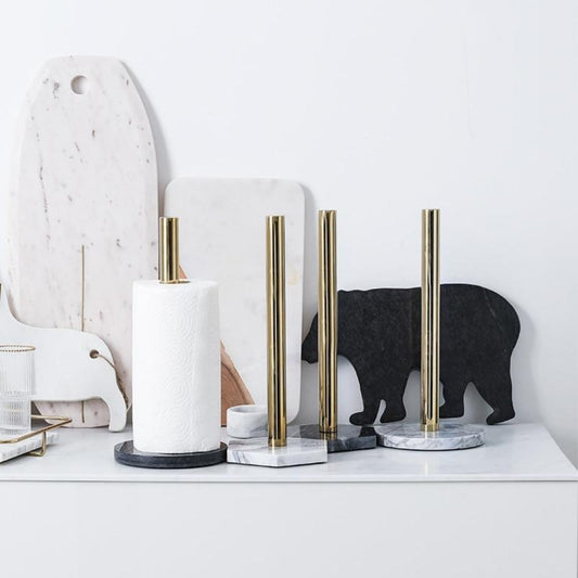 Elegant Metal and Marble Paper Towel Holder – Stylish Kitchen Accessory for Easy One-Handed Use 1