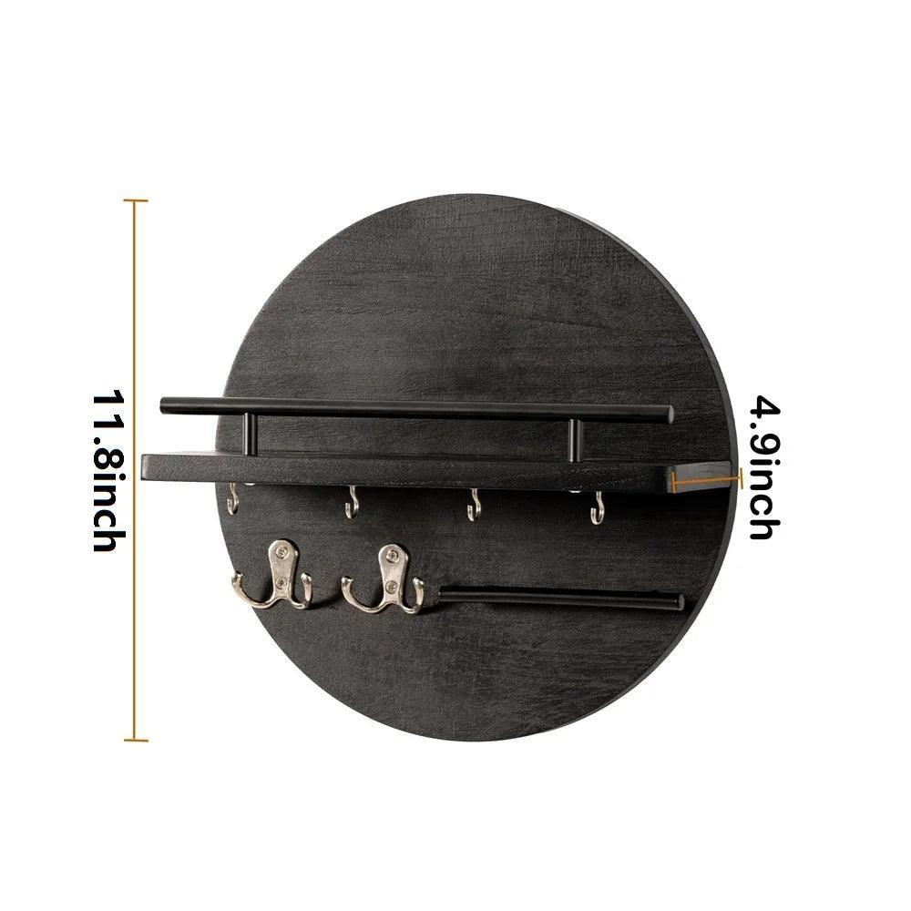 Wall-Mounted Wooden Key Holder Shelf with Organizer – Rustic Storage Solution for Keys and Accessories 5