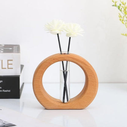Wooden Hydroponic Vase with Glass Tube – Minimalist Plant Display for Indoor Gardening 10
