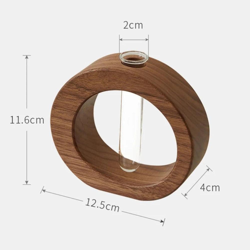 Wooden Hydroponic Vase with Glass Tube – Minimalist Plant Display for Indoor Gardening 5