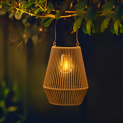 Solar Outdoor Lamp with Rattan-Style Design – Durable and Weather-Resistant Garden Light 5
