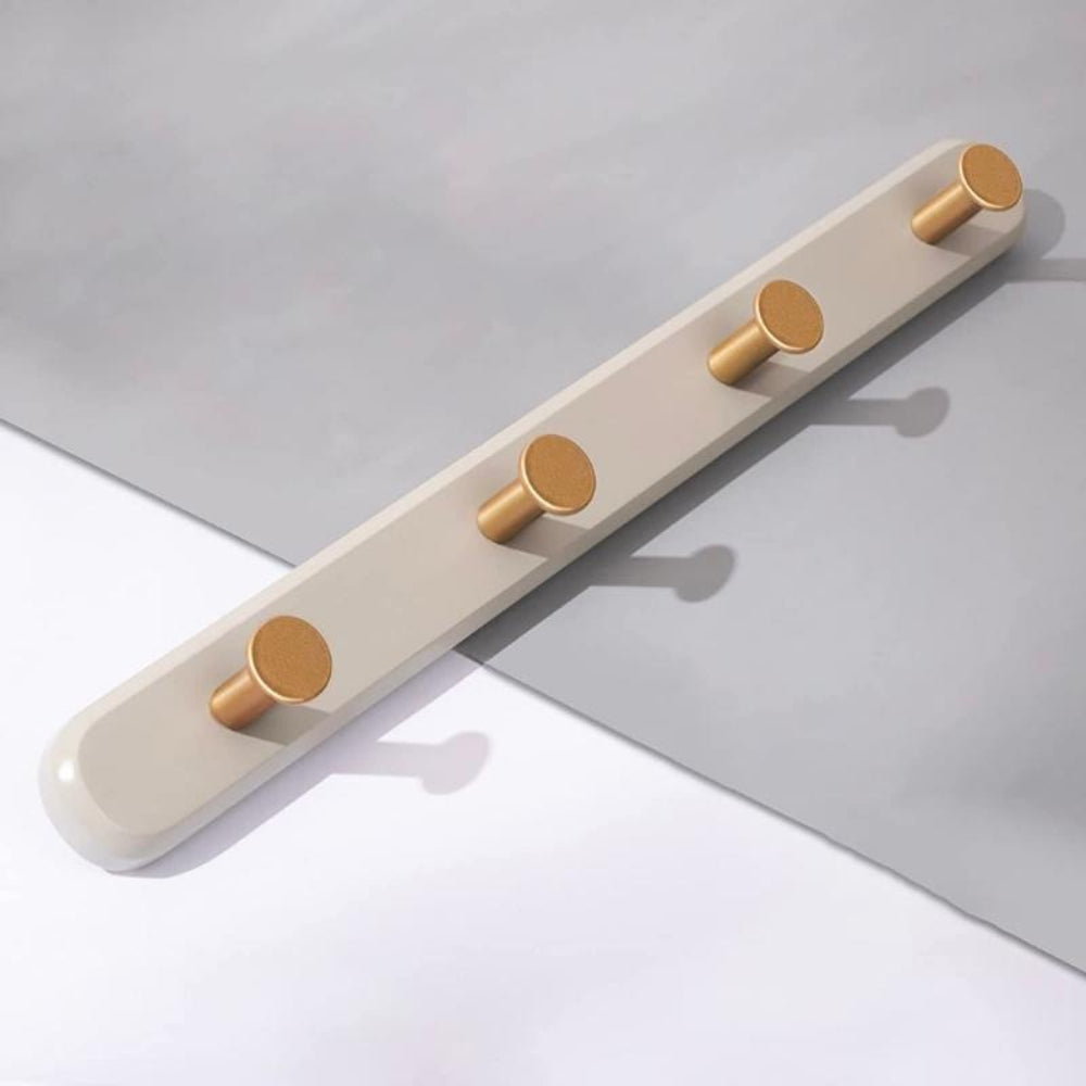 Vintage-Style Wall Coat Rack with Gold Hooks – Natural Nanmu Wood, 40cm/50cm Options 8