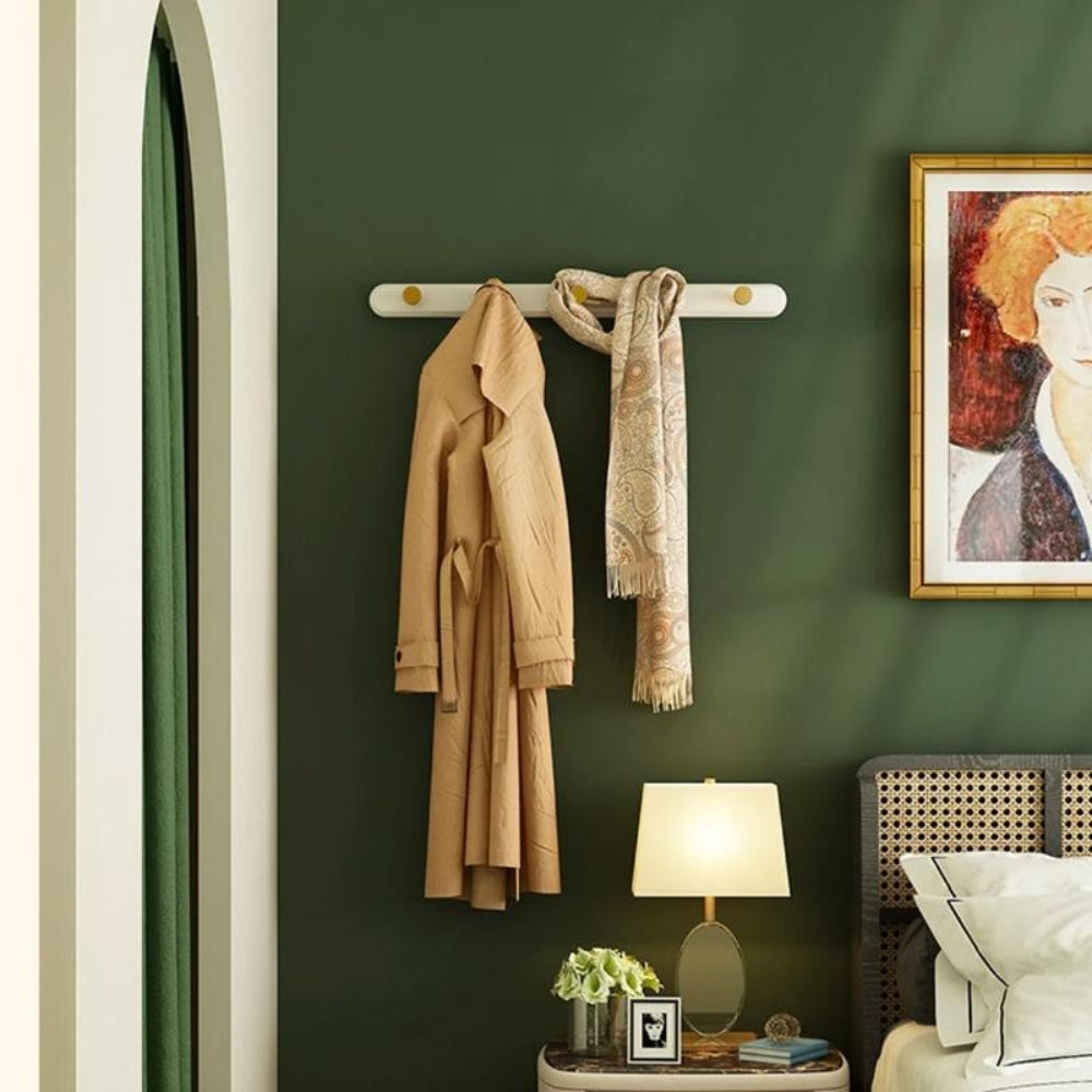 Vintage-Style Wall Coat Rack with Gold Hooks – Natural Nanmu Wood, 40cm/50cm Options 3