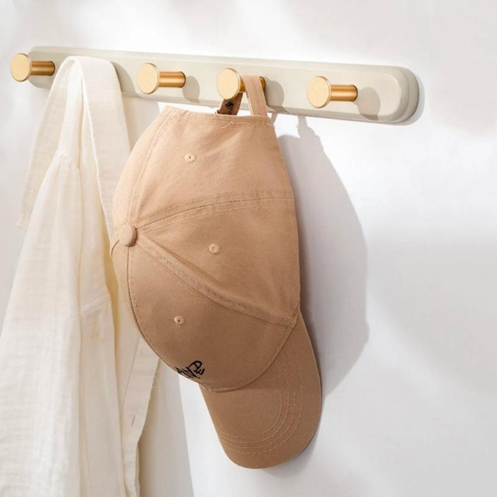 Vintage-Style Wall Coat Rack with Gold Hooks – Natural Nanmu Wood, 40cm/50cm Options 6