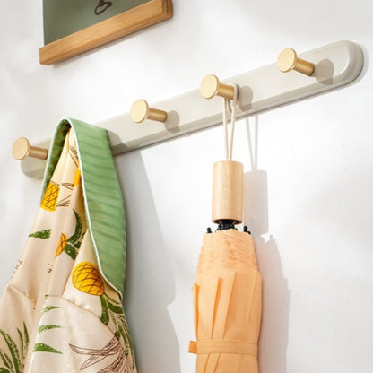 Vintage-Style Wall Coat Rack with Gold Hooks – Natural Nanmu Wood, 40cm/50cm Options 5
