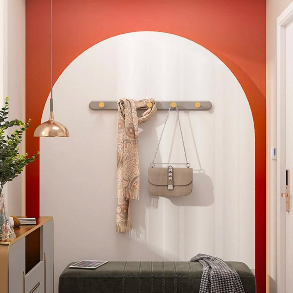 Vintage-Style Wall Coat Rack with Gold Hooks – Natural Nanmu Wood, 40cm/50cm Options 4