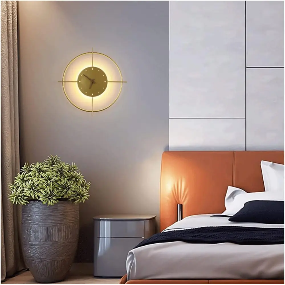 Illuminated Wall Clock with Minimalist Gold Frame – Modern Design for Home and Office 2