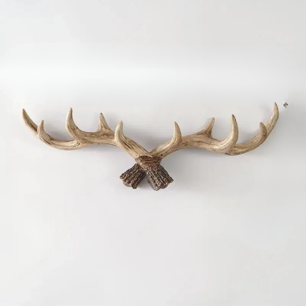Rustic Nature-Inspired Wall Coat Rack with Antler Hooks – Vintage Home Organizer 2