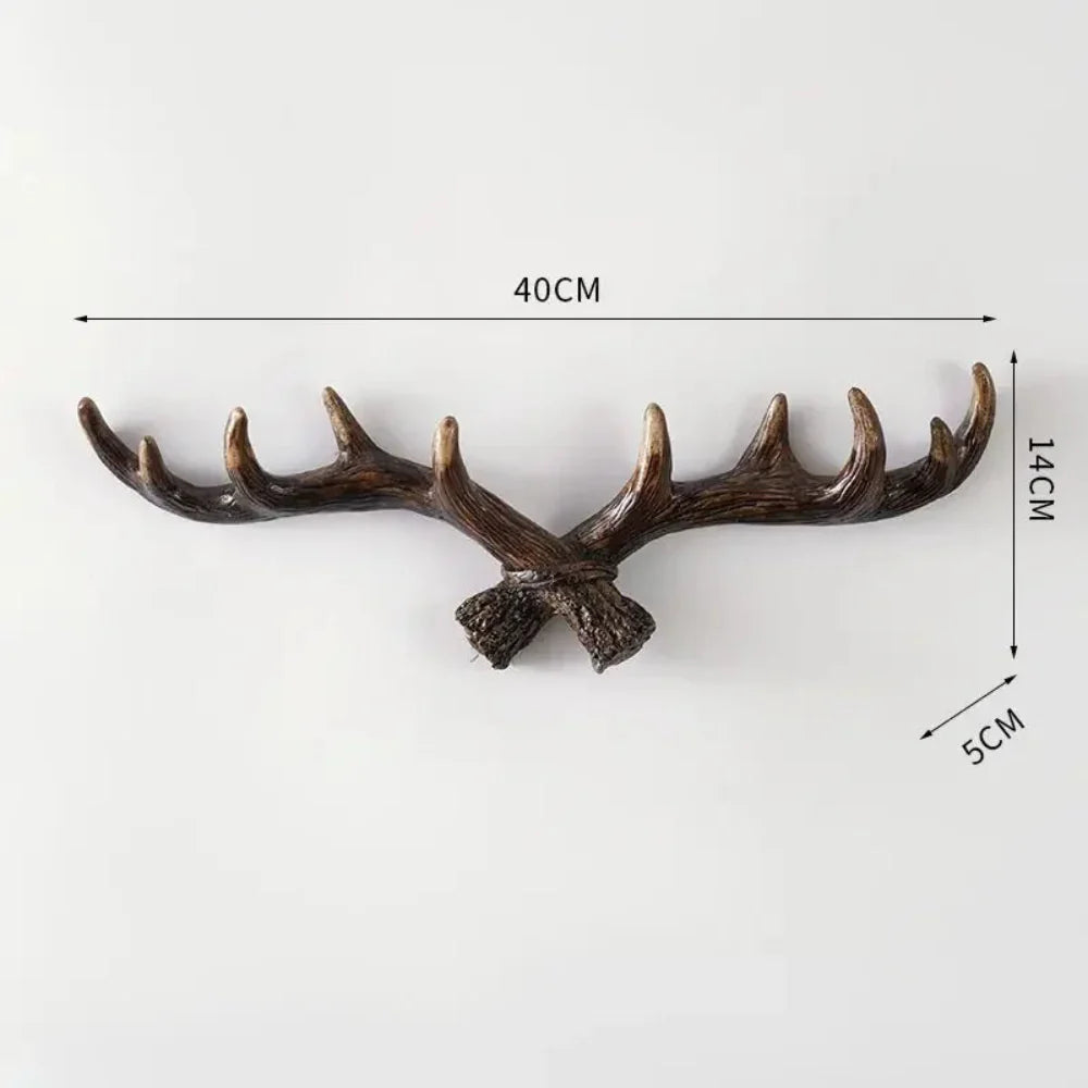 Rustic Nature-Inspired Wall Coat Rack with Antler Hooks – Vintage Home Organizer 10