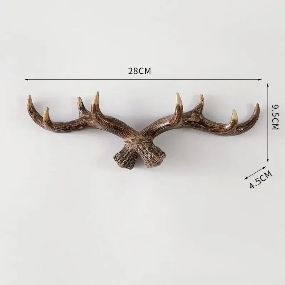 Rustic Nature-Inspired Wall Coat Rack with Antler Hooks – Vintage Home Organizer 11