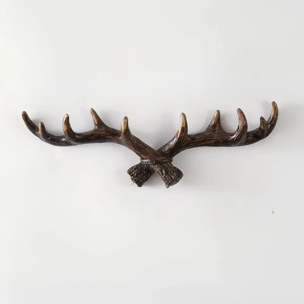 Rustic Nature-Inspired Wall Coat Rack with Antler Hooks – Vintage Home Organizer 3