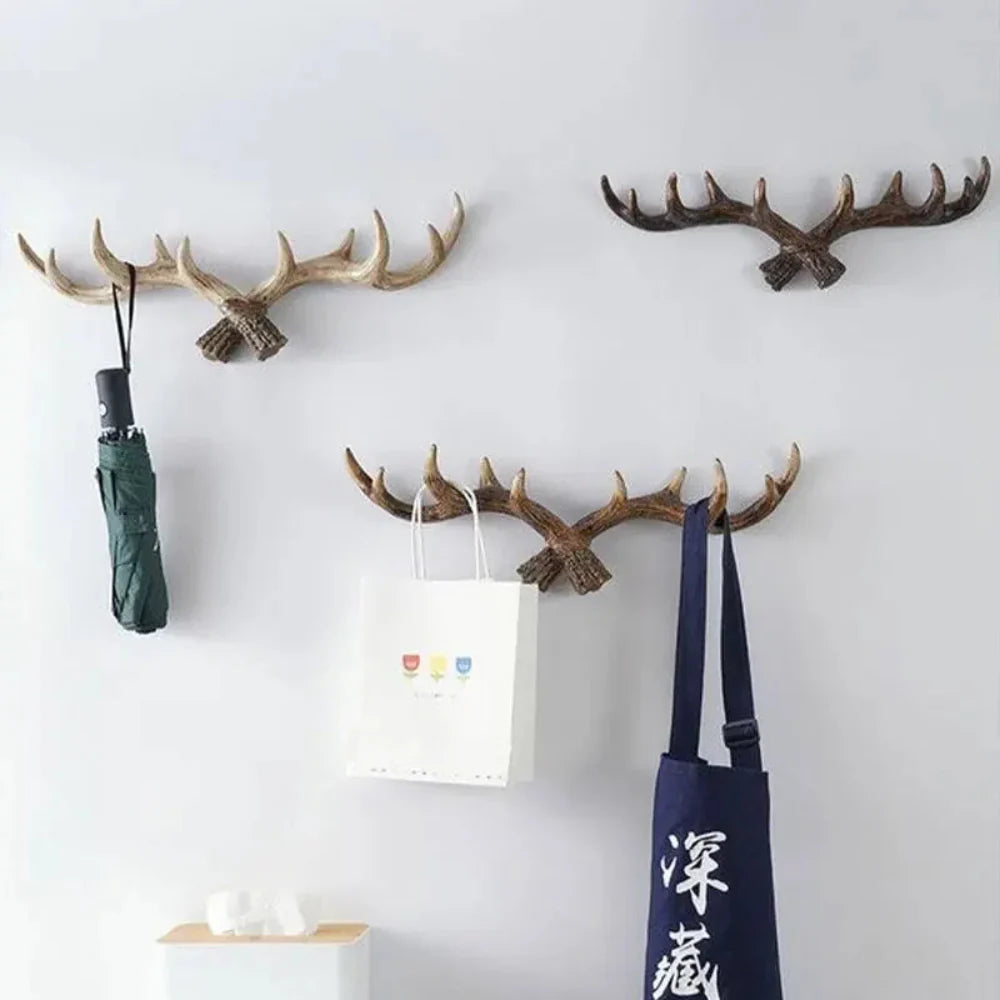 Rustic Nature-Inspired Wall Coat Rack with Antler Hooks – Vintage Home Organizer 6