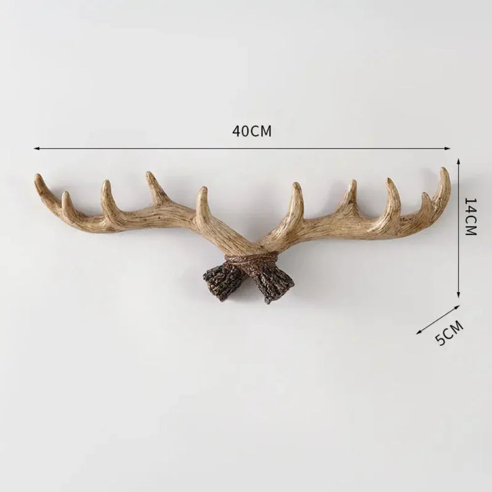 Rustic Nature-Inspired Wall Coat Rack with Antler Hooks – Vintage Home Organizer 9