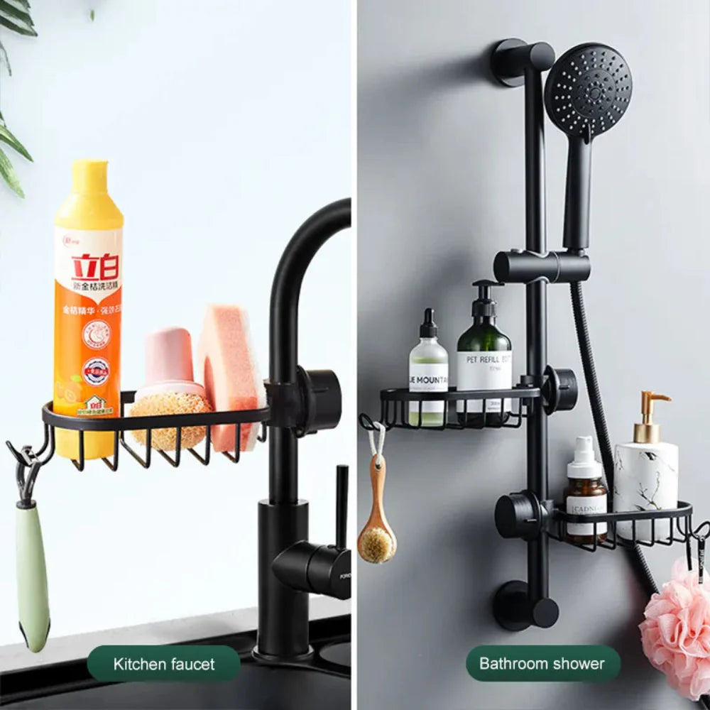 Adjustable Aluminum Shower and Sink Organizer – Versatile Bathroom and Kitchen Storage Solution 2
