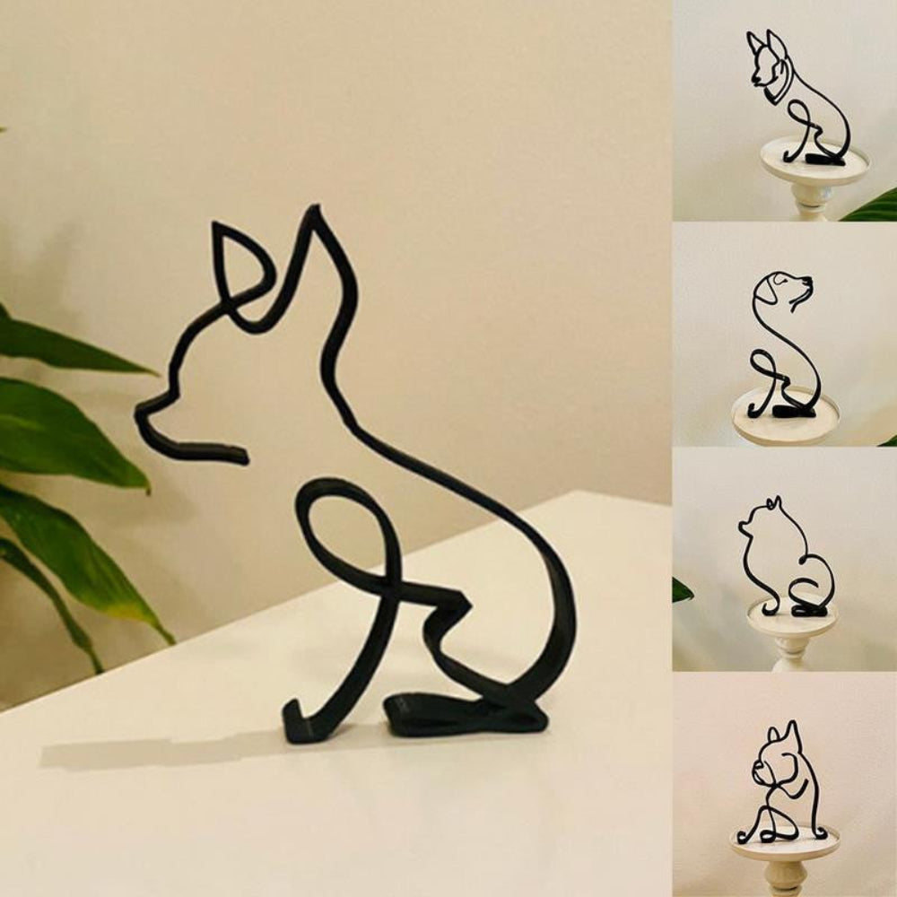 Modern Iron Dog and Cat Sculptures – Minimalist Metal Art for Home and Office Decor 1
