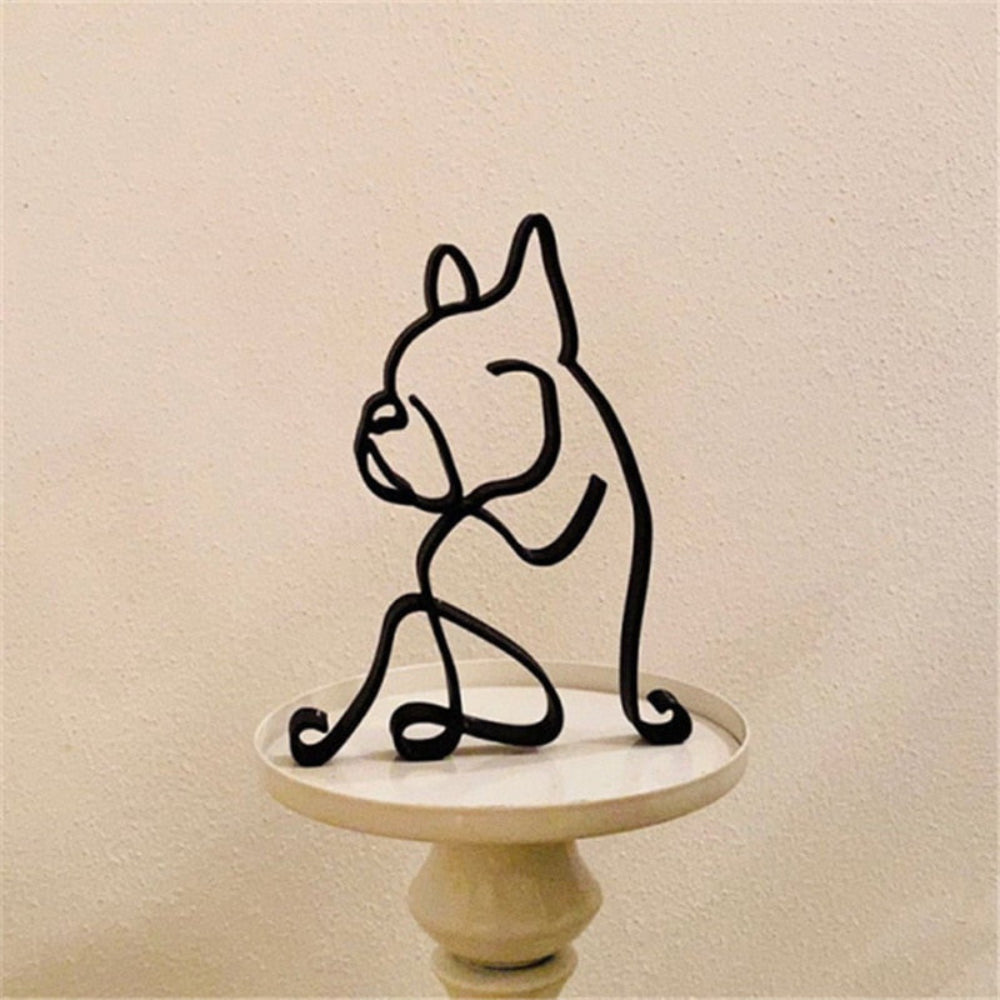 Modern Iron Dog and Cat Sculptures – Minimalist Metal Art for Home and Office Decor 2