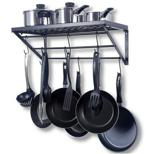 IronNest Wall-Mounted Pot and Pan Organizer with Adjustable Hooks – Durable Black Iron Storage Rack 1