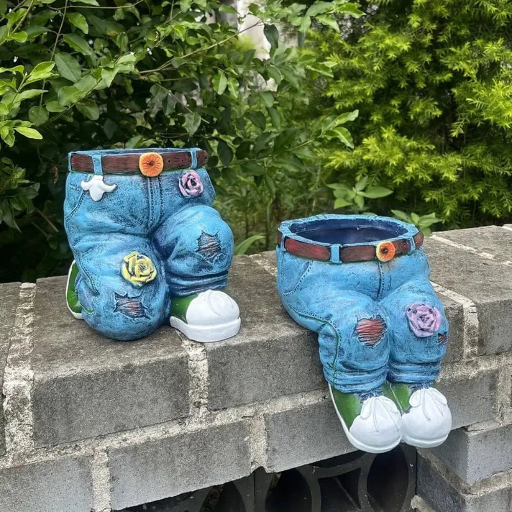 Creative Denim Design Planter – Durable Resin Flower Pot for Indoor and Outdoor Use 3