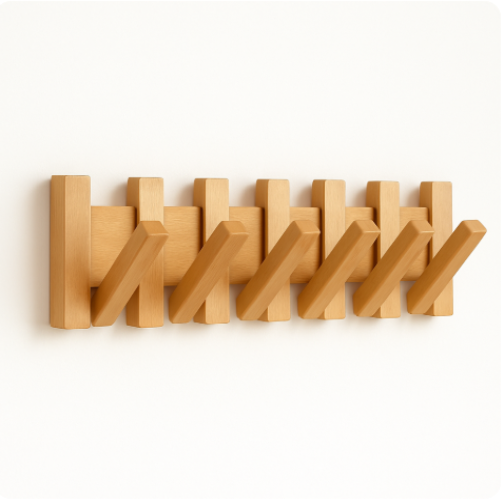 Wooden Coat Rack Inspired by Piano Keys – Elegant Wall Hooks for Stylish Storage 6