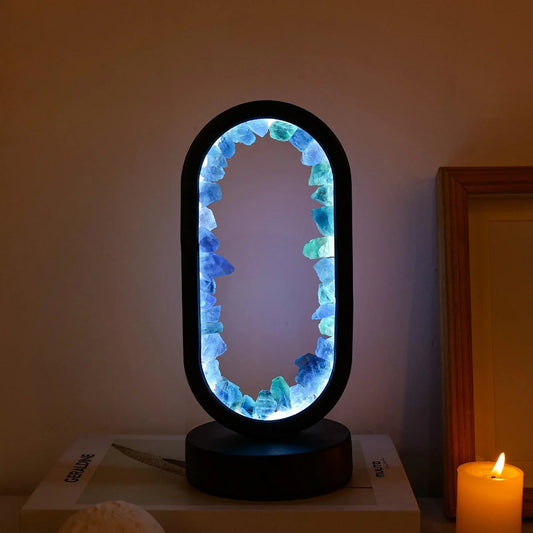 AuraStone LED Lamp with Natural Crystals – Oval Design for Peaceful Ambiance 1