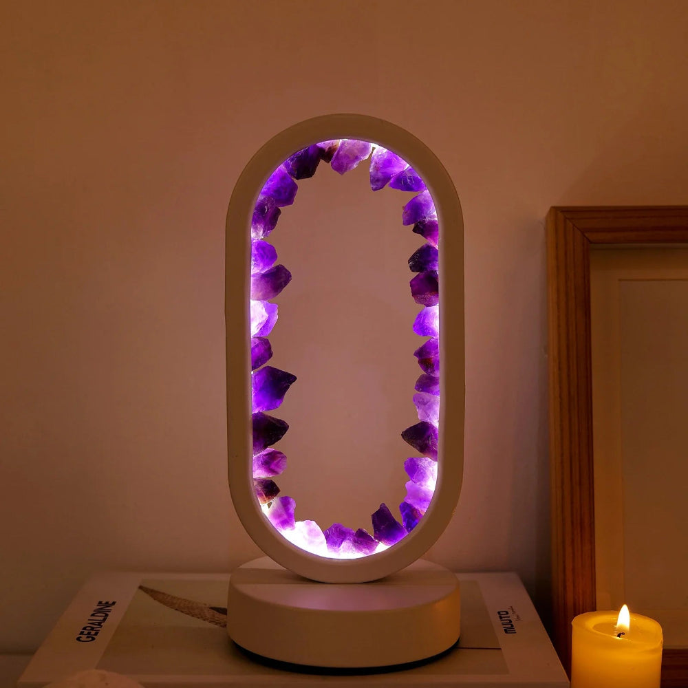AuraStone LED Lamp with Natural Crystals – Oval Design for Peaceful Ambiance 6