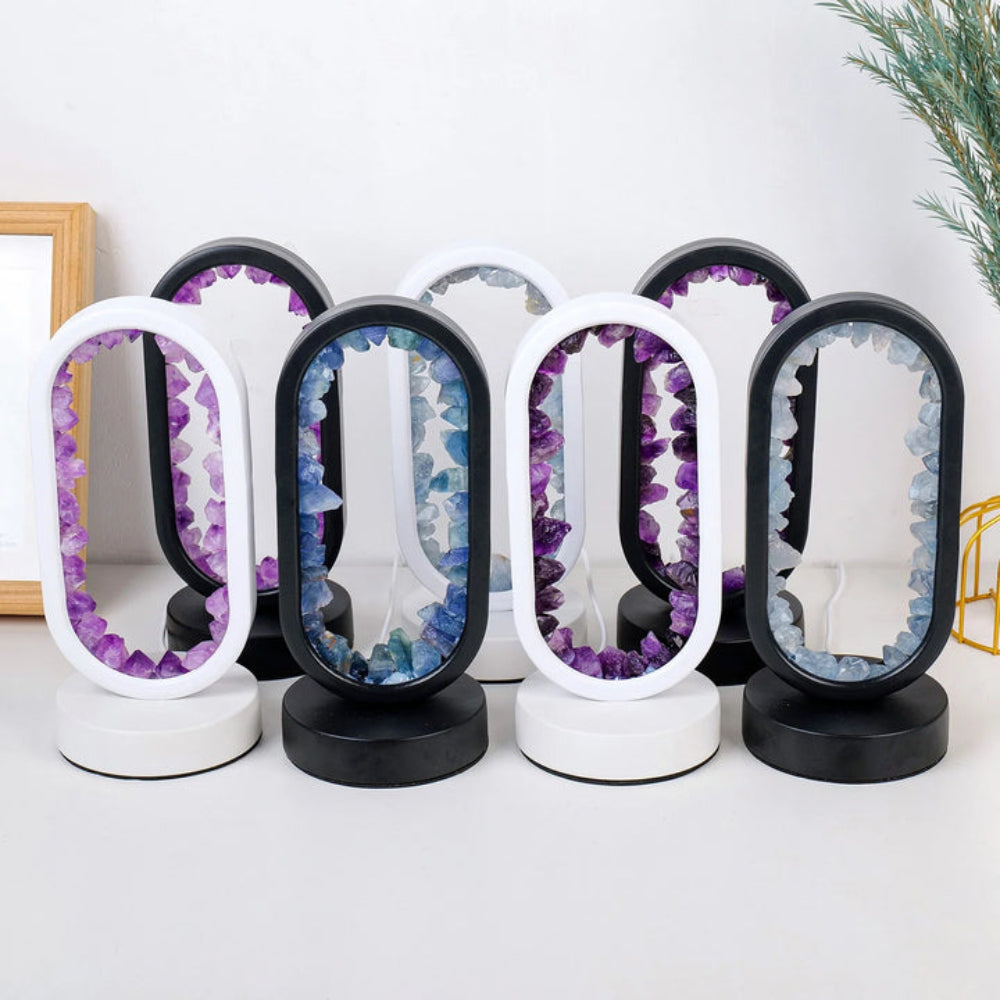 AuraStone LED Lamp with Natural Crystals – Oval Design for Peaceful Ambiance 11