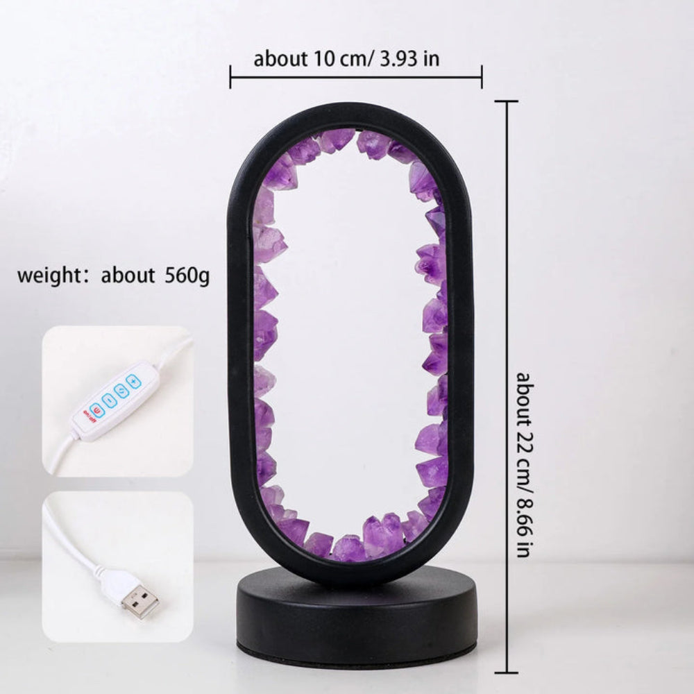 AuraStone LED Lamp with Natural Crystals – Oval Design for Peaceful Ambiance 12