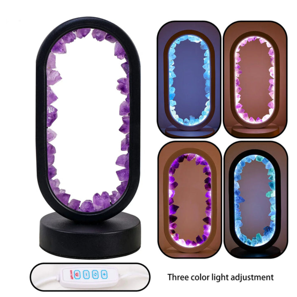 AuraStone LED Lamp with Natural Crystals – Oval Design for Peaceful Ambiance 13