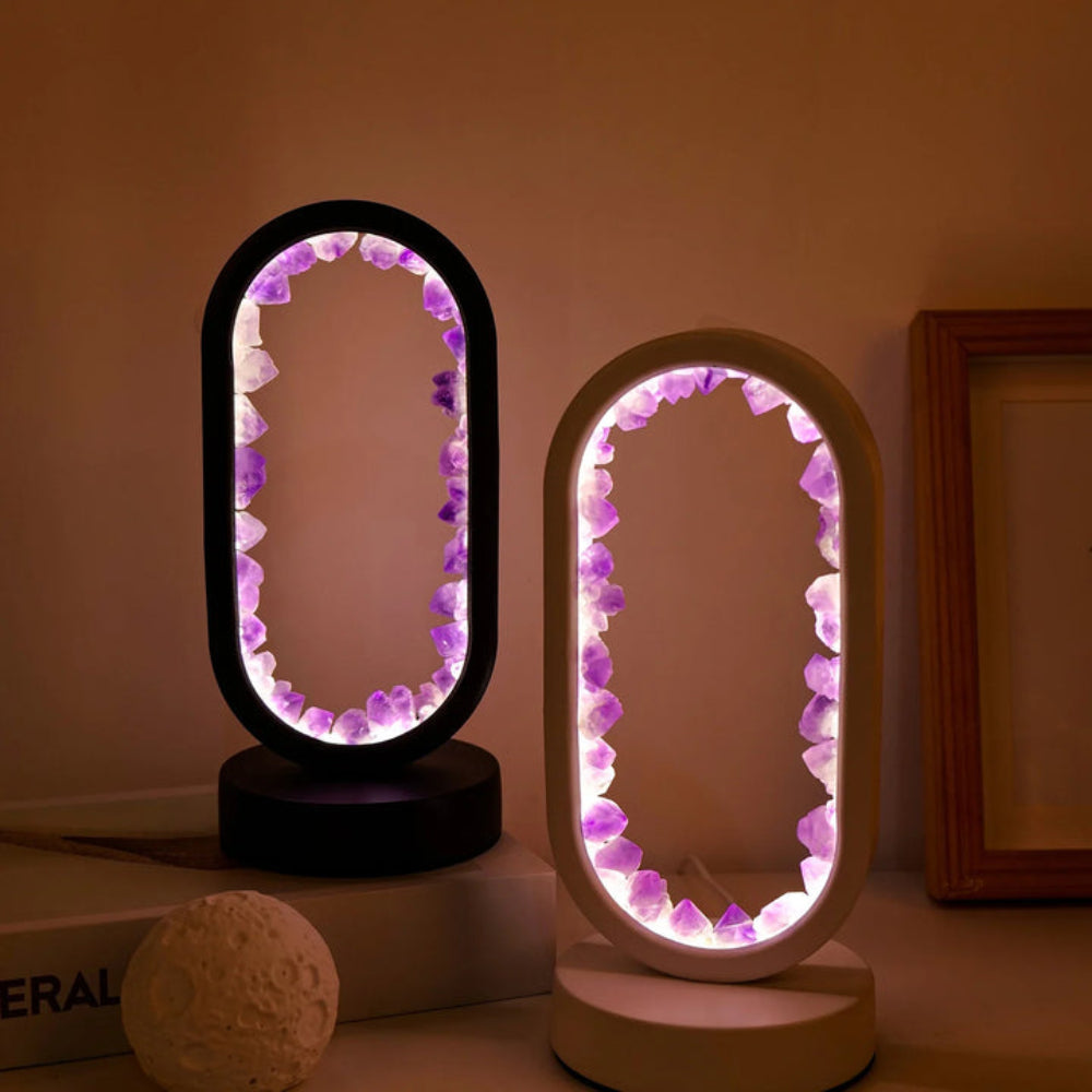 AuraStone LED Lamp with Natural Crystals – Oval Design for Peaceful Ambiance 3