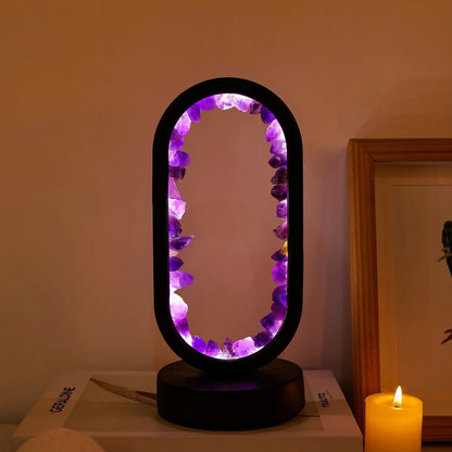 AuraStone LED Lamp with Natural Crystals – Oval Design for Peaceful Ambiance 9